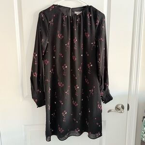 H&M Black Dress with Red Floral Design -Size 2